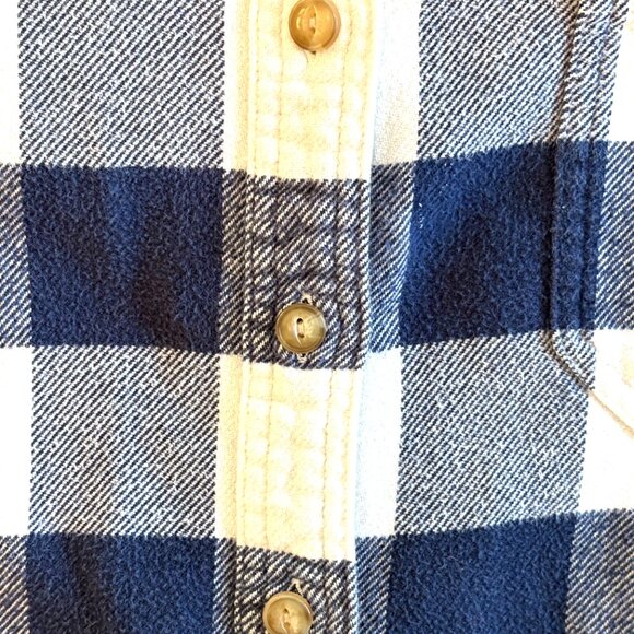 LL Bean flannel shirt 1X blue white check 100% cotton - Picture 7 of 9